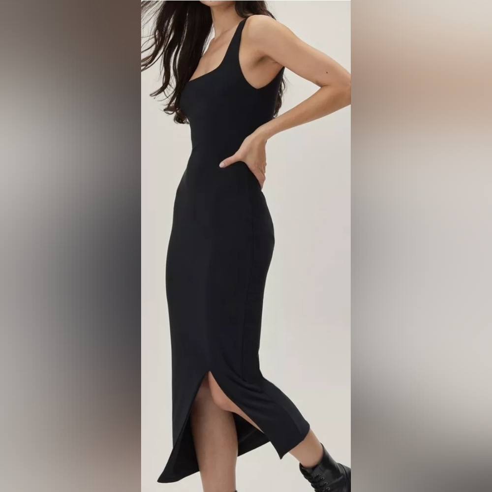 Slinky Square Neck Midi Dress